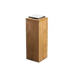 EDZARD Sockel für Laterne Dubai, Teakholz und Edelstahl glänzend vernickelt, Höhe 61 cm