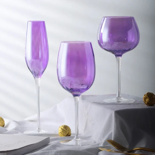 Britisches Lila Kelchglas-Set für Champagnergläser im nordischen Stil, neues leichtes Luxus-Weinglas aus Kristall – Bild 2