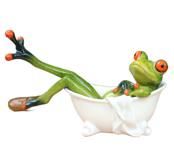 Harzornament Frosch Badewanne