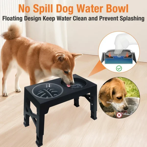 Erhöhter Futternapf für Hunde mit verstellbarem, erhöhtem Ständer, Slow Food-Napf, Wassernapf für große und mittelgroße Hunde – Bild 5