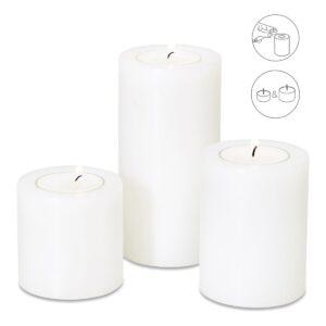 3er Set Teelichthalter Dauerkerze  Ø 6cm  Höhen 6, 8 und 10 cm, hitzebeständig bis 90 Grad