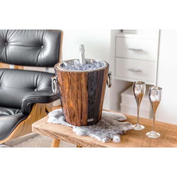 EDZARD Weinkühler Flaschenkühler Providence, Teakholz, Edelstahl glänzend vernickelt, H 28 cm, Gewicht 4 kg – Bild 5