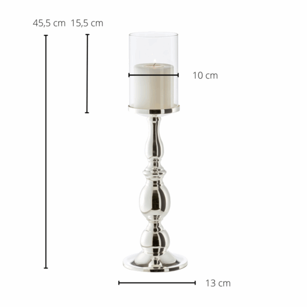EDZARD Windlicht Mascha, edel versilbert, anlaufgeschützt, Höhe 45 cm – Bild 2