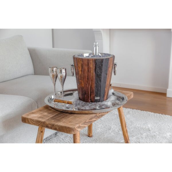EDZARD Weinkühler Flaschenkühler Providence, Teakholz, Edelstahl glänzend vernickelt, H 28 cm, Gewicht 4 kg – Bild 7