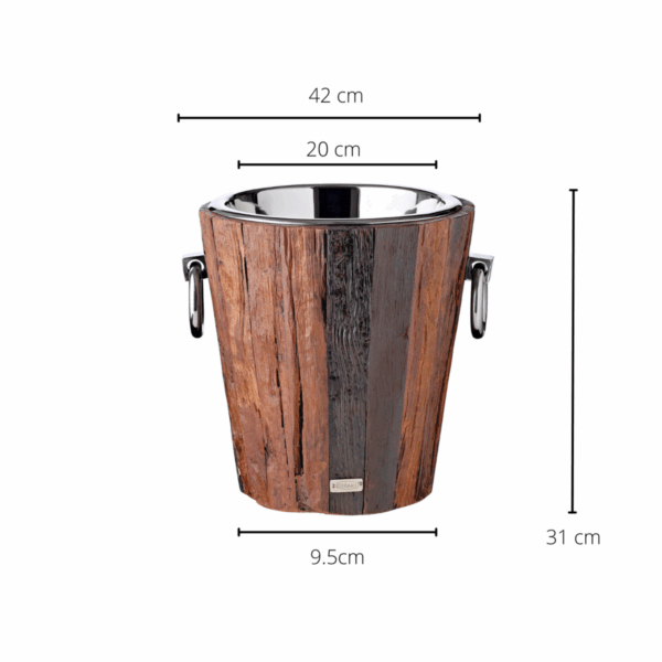 EDZARD Weinkühler Flaschenkühler Providence, Teakholz, Edelstahl glänzend vernickelt, H 28 cm, Gewicht 4 kg – Bild 2