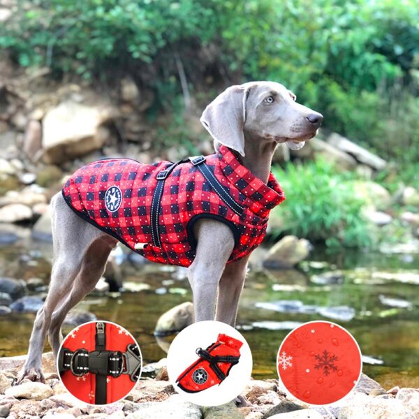 Winter Hundekleidung Weihnachten – Warmer Hundemantel für große Hunde – Gefütterte, dicke Winterkleidung für Hunde