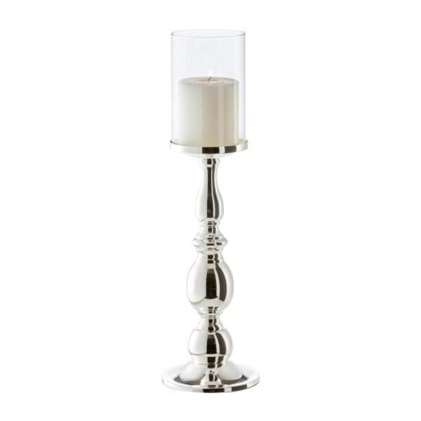 EDZARD Windlicht Mascha, edel versilbert, anlaufgeschützt, Höhe 45 cm