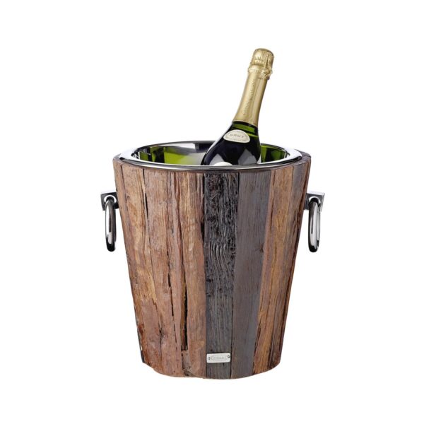 EDZARD Weinkühler Flaschenkühler Providence, Teakholz, Edelstahl glänzend vernickelt, H 28 cm, Gewicht 4 kg – Bild 4