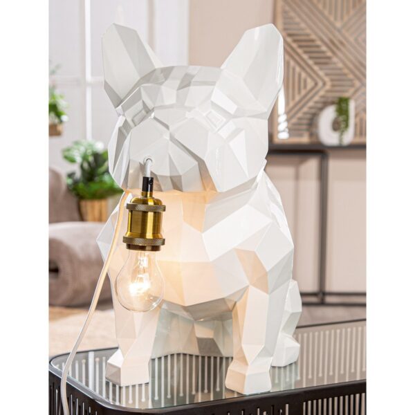Gilde Tischleuchte Bulldogge Geo weiß H: 46 cm – Bild 2