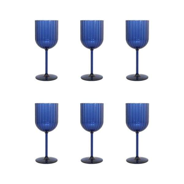 Acrylblau -Weingläser - 6 Stück
