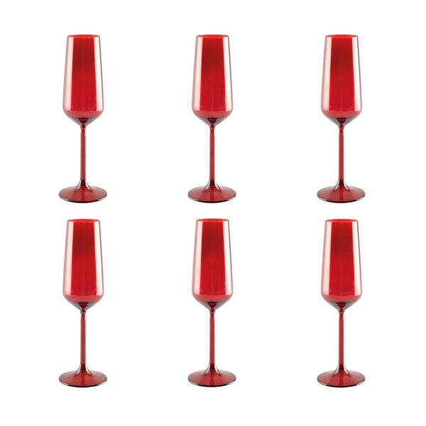Rote Champagnerflöten - 6 Stück