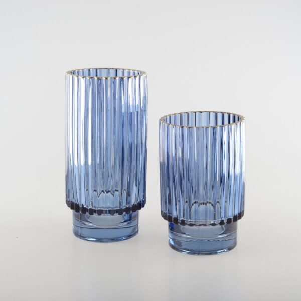 Rand -Shaped Blue Vase Gilded Edge H.15cm – Bild 3
