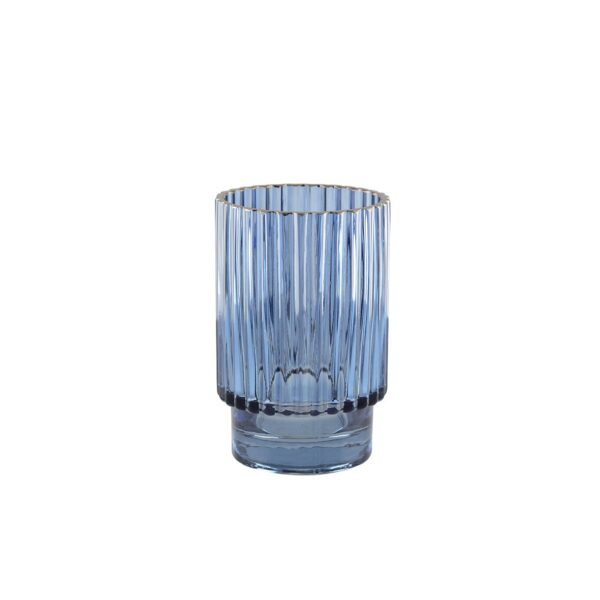 Rand -Shaped Blue Vase Gilded Edge H.15cm
